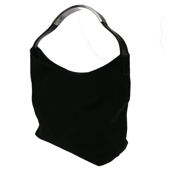 GUCCI Logo GG Pattern Hobo Shoulder Bag Nylon Leather Black SHW Italy - Picture 3 of 16